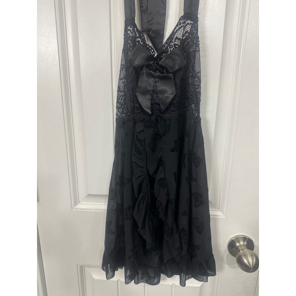 Avidlove Black Lace Butterfly Print Babydoll Halter Chemise Lingerie Small
